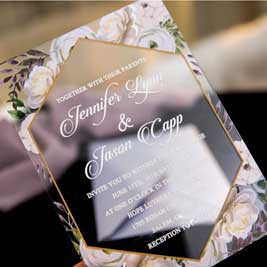 White Floral with Lavender Clear Acylic Invitation